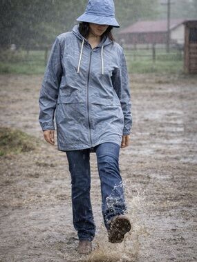 Weatherproof Vintage brand rain jacket sz LG periwinkle blue NWOT zip front